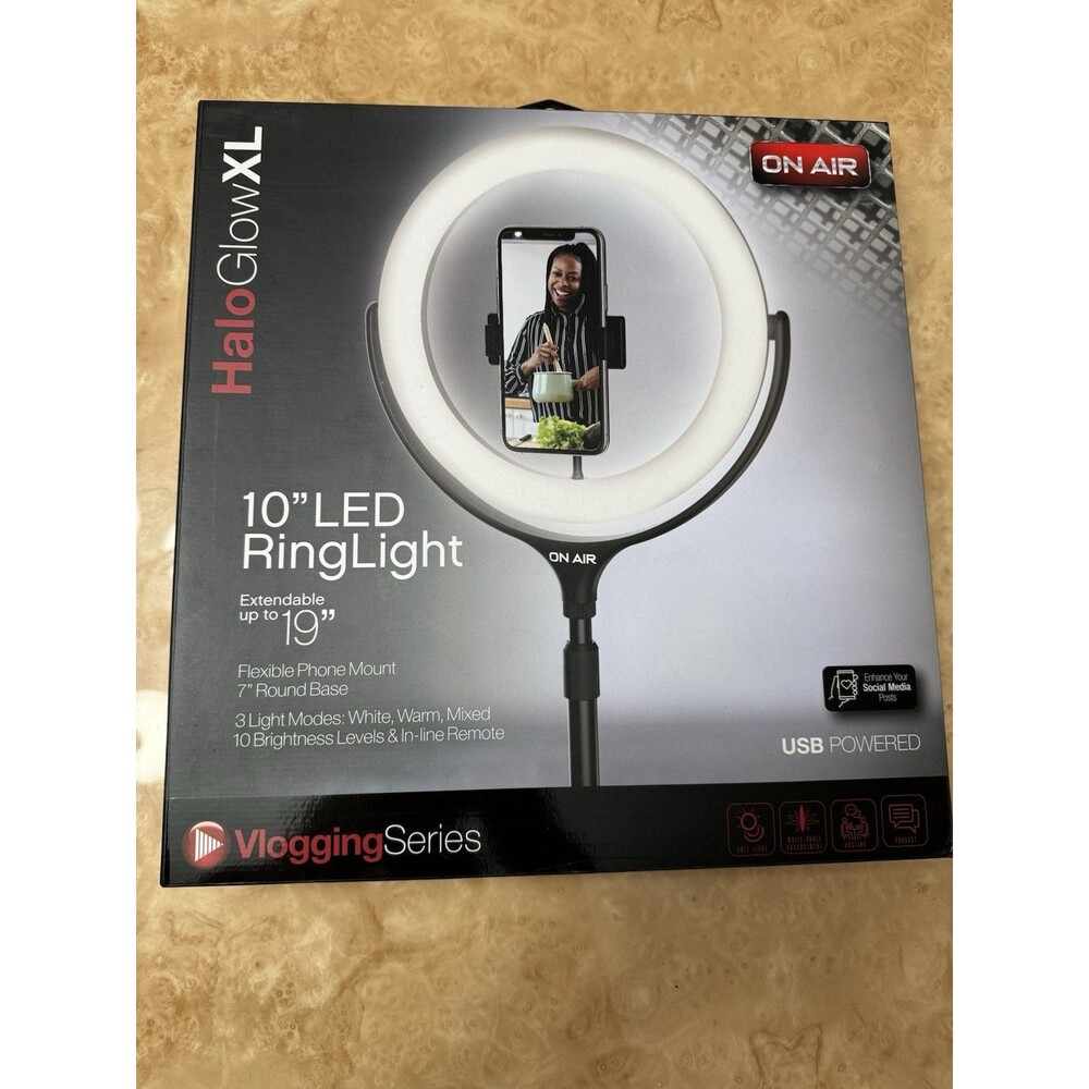 HALO Travel Pro 10” LED Ring Light Vlogging Series Extendable 5.5 ft BRAND NEW